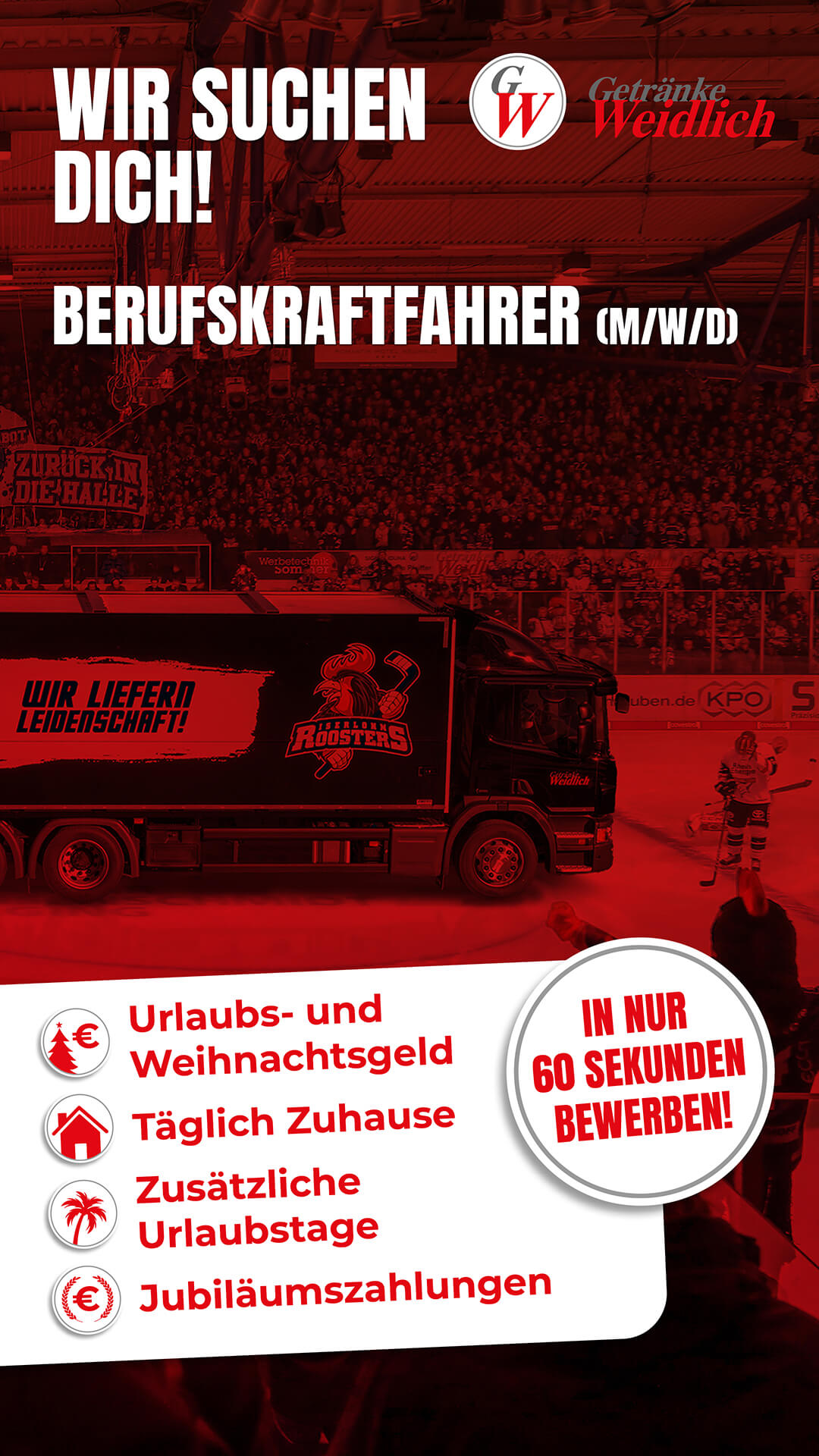Werbebild Social Recruiting Berufskraftfahrer Getränke Weidlich